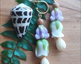 Crown Flower Pikake Rose Flower Sandalwood Earrings