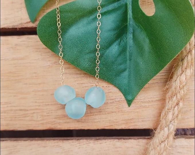Ghana Sea Glass Necklace 14k Gold Filled