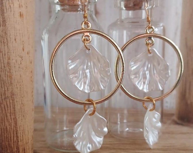 Gold Hoops: Leaf Earrings