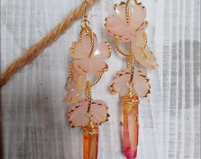 Amethyst Cherry Blossom Flower Crystal Earrings
