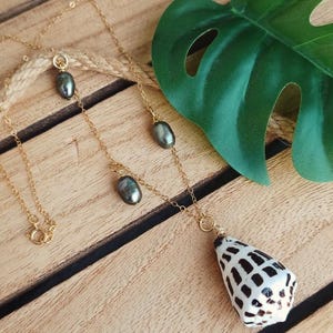 Coneshell Pearl Necklace 14k Gold Filled