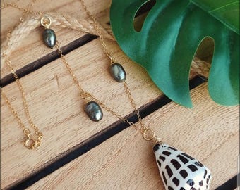 Coneshell Pearl Necklace 14k Gold Filled