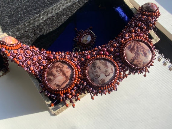 Luscious bead embroidered embroidery necklace, st… - image 6