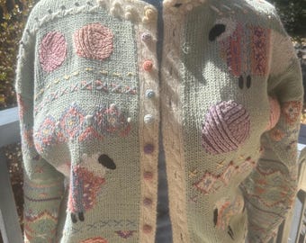 Sweet sheep mitten handknit hand knitted sweater cardigan