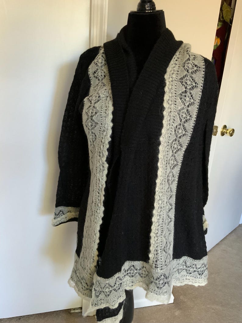 Lace mohair cover up jacket coat Anthropologie image 10