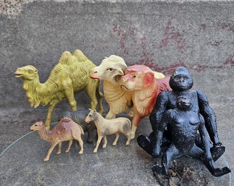 8 Stück Antikes & Vintage Plastik Tier Spielzeug