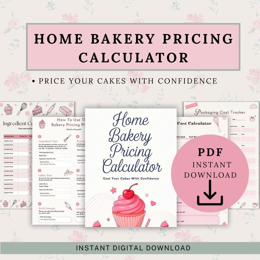 Home Bakery Pricing Calculator Bundle | Cake Recipe Cost Planner (pink ...
