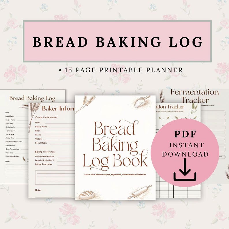 Sourdough Bread Baking Log Printable, Hydration Fermentation Tracker ...