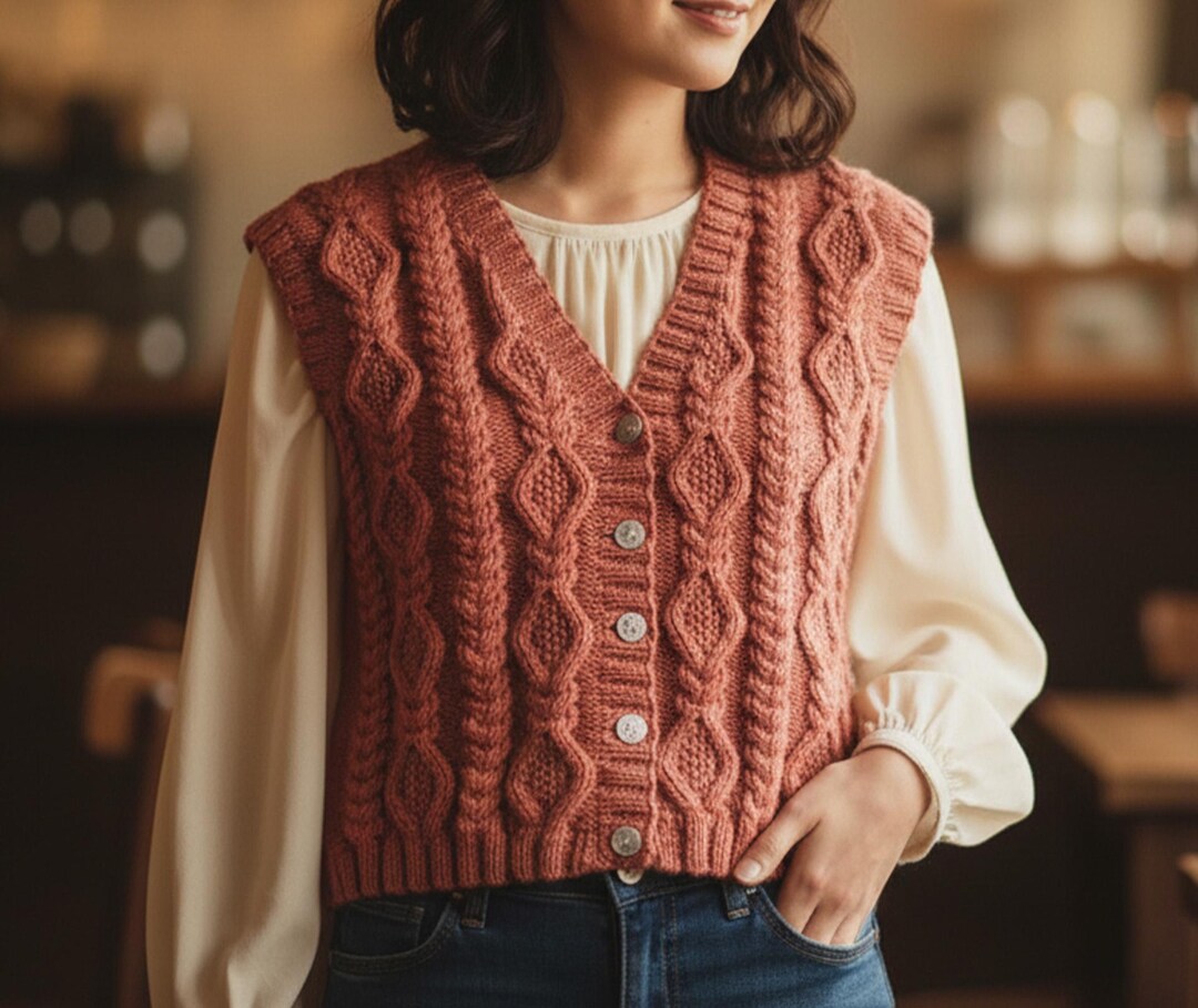 String Vest Pattern Cabled Knit Vest Pattern | Easy Beginner PDF - Etsy Australia