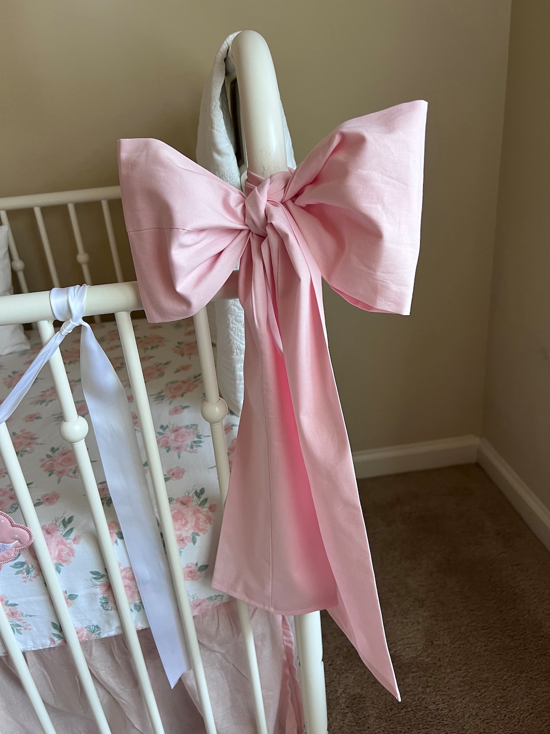 Crib Bow, Baby Bed Bow, Bow for Cribs, Pink Girly Bow, Nursery Decor