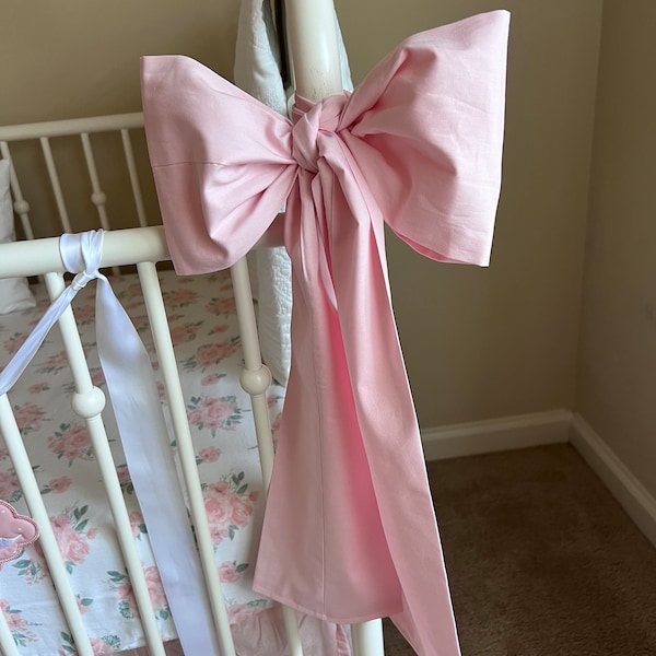 Crib Bow, Baby Bed Bow, Bow for Cribs, Pink Girly Bow, Nursery Decor, Large Bow for Crib, Baby Bedding
