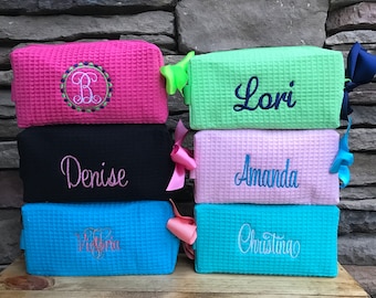 Cosmetic Bag Monogrammed, Small Zippered Makeup Travel Bag, Carry Case, Personalized Gift, Cosmetic Case, Personalized MakeUp Bag, N 9/25