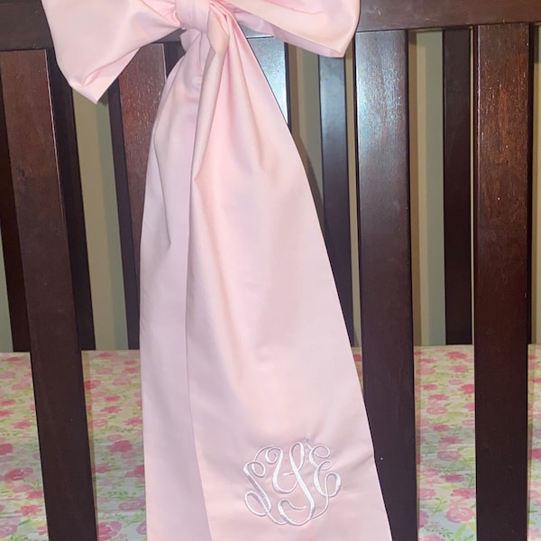 Crib Bow, Baby Bed Bow, Bow for Cribs, Pink Girly Bow, Nursery Decor, Large Bow for Crib, Baby Bedding