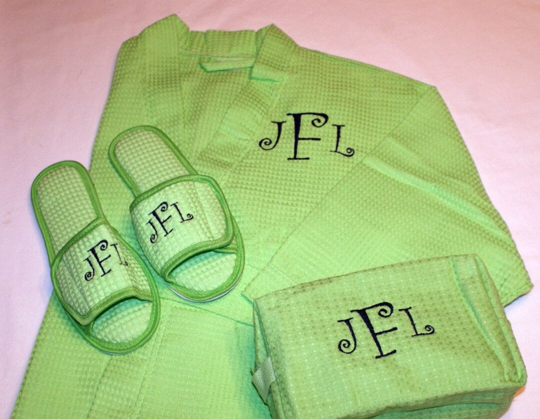 Spa Robe, Slippers & Matching Cosmetic Bag Set, Hospital Gift Set