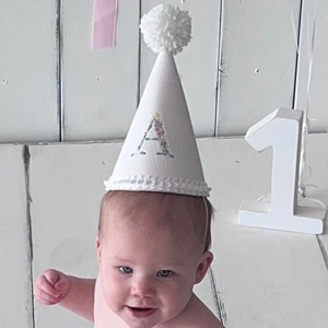 Birthday Party Hat, 1st Birthday Hat, Embroidered Birthday Party Hat, Photo Prop, Girls First Birthday Hat, 1/2 Birthday Hat, Birthday Boy