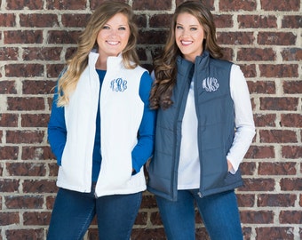 Monogrammed Puffy Vest, Personalized Vest, Warm Puff Vest, Personalized Women's Vest, Fall Vest, Winter Vest, Preppy Women's Puff Vest,