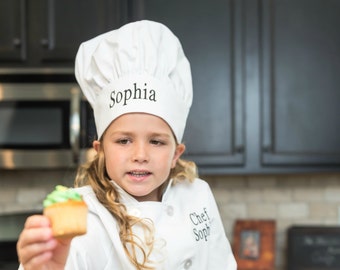 Children's Chef Hat Personalized, Sous Chef Baking Hat, Kitchen Head Wear, Toque for Kid, Chefs Cap, Holiday Baking, N13