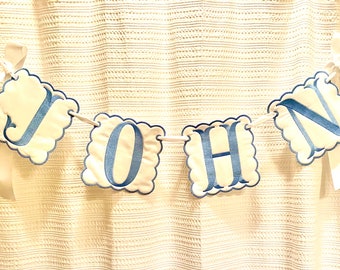 Baby Name Banner, Embroidered Name Banner for Nursery, Baby Shower Name Banner, Bassinet Banner, Custom Name Banner, Newborn Hospital Banner