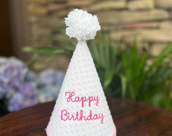 Birthday Party Hat, 1st Birthday Hat, Embroidered Birthday Party Hat, Photo Prop, Girls First Birthday Hat, 1/2 Birthday Hat, Birthday Boy