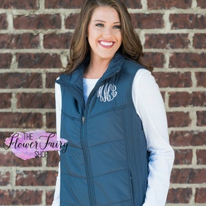 Monogrammed Puffy Vest, Personalized Vest, Warm Puff Vest, Personalized Women's Vest, Fall Vest, Winter Vest, Preppy Women's Puff Vest, image 3