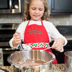 Apron for Kids Personalized, Girls Baking Apron, Christmas Apron, Childrens Apron, Apron for Boy, Kitchen Apron, Cooking Party Apron, N13