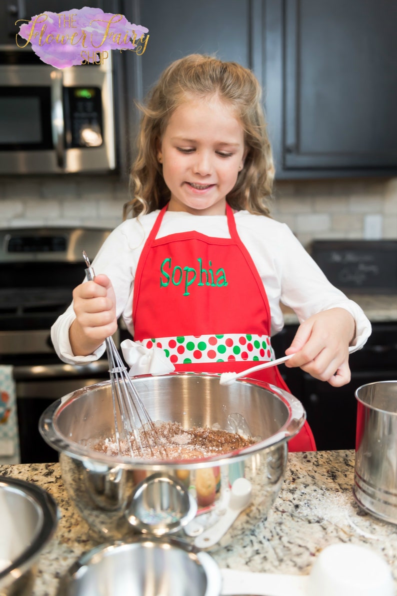 Apron for Kids Personalized, Girls Baking Apron, Christmas Apron, Childrens Apron, Apron for Boy, Kitchen Apron, Cooking Party Apron, N13 image 1