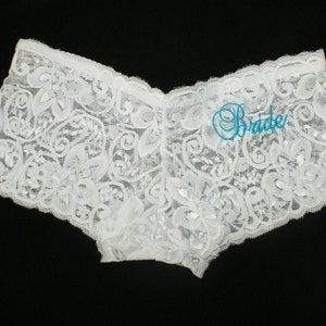 White Personalized Bride Lace Panty, Monogrammed Bridal Lace Panty, Bride Panties, Bridal Lingerie, Bride Undergarment, Custom Name, N5