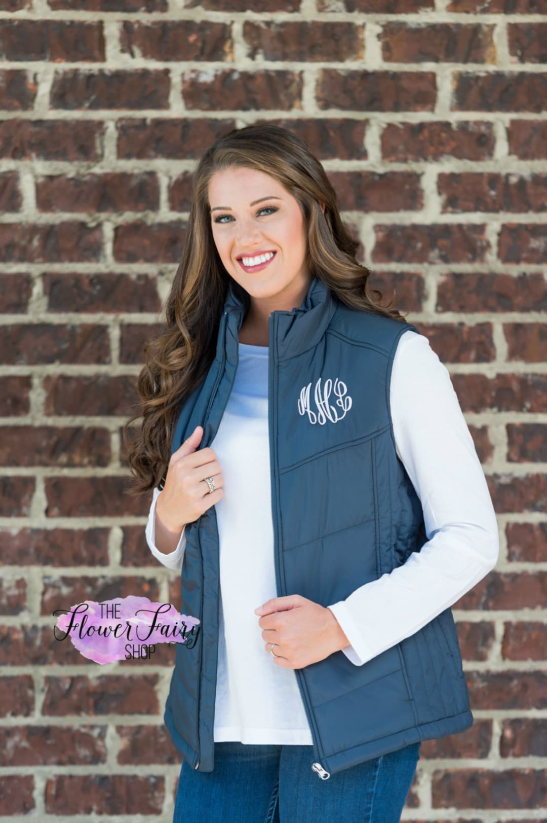 Plus Size Monogrammed Puffy Vest Personalized Vest Warm Puff 