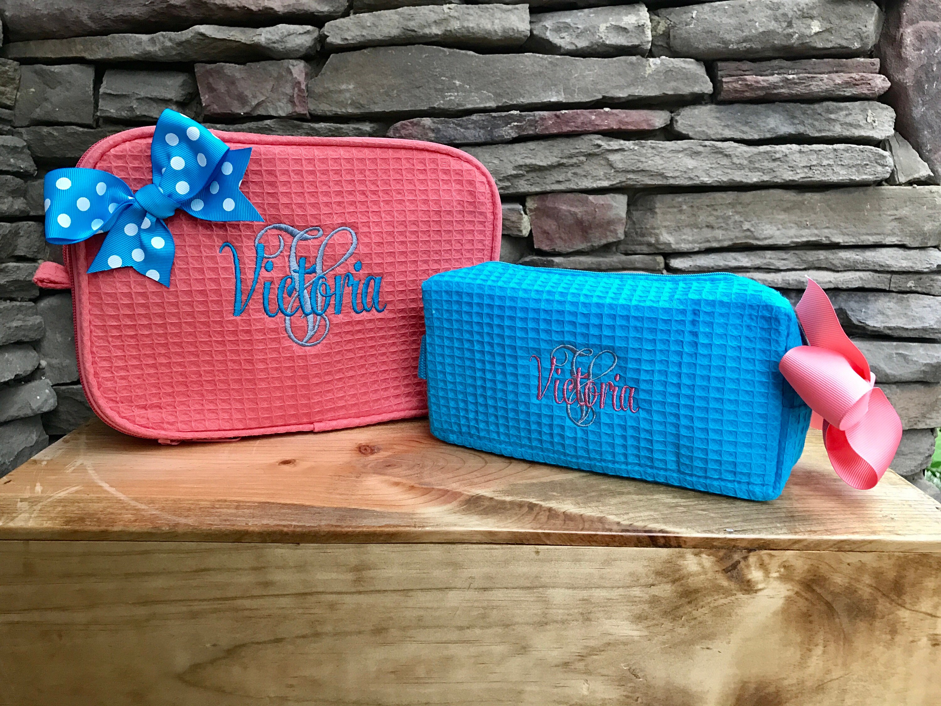 Cosmetic Bag Set Personalized XL and Small Makeup Carry Case Etsy