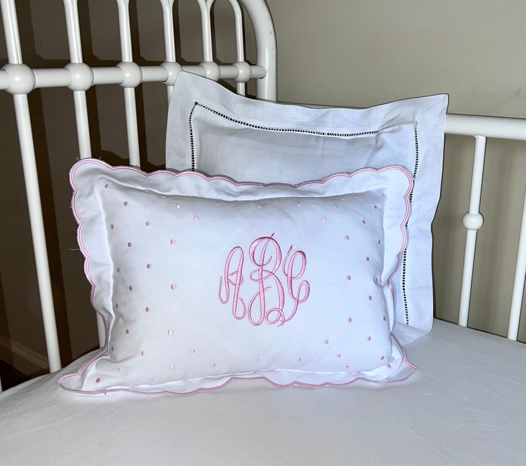 Personalized Nursery Pillow, Nursery Accent Pillow With Monogram, Pink