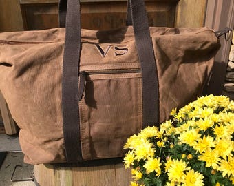 Duffle Bag Men, Waxed Canvas Duffle, Personalized Groomsmen Weekender Canvas, Men Overnight Bag, Mens Duffle Bag Monogrammed, Canvas Bag, N6