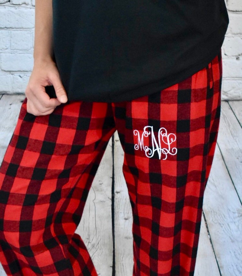 Red and Black Buffalo Plaid Monogrammed 