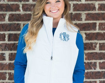 Monogrammed Puffy Vest, Personalized Vest, Warm Puff Vest, Personalized Women's Vest, Puffer Vest, Preppy Women's Puff Vest,