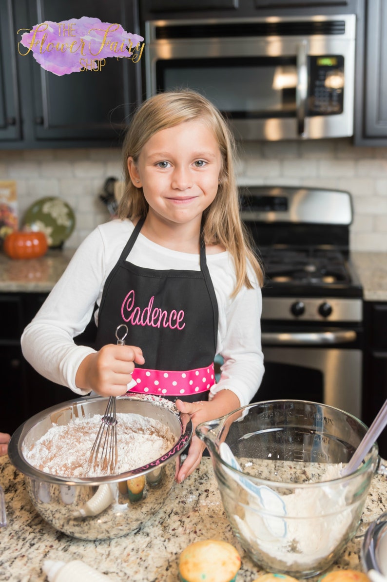 Apron for Kids Personalized, Girls Baking Apron, Christmas Apron, Childrens Apron, Apron for Boy, Kitchen Apron, Cooking Party Apron, N13 image 3