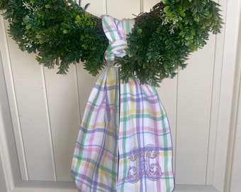 Wreath Sash for Door, Spring Fabric Wreath Sash, Monogrammed Wreath Sash, Bow for Wreath, Front Door Wreath Sash, Game Day Wreath Sash