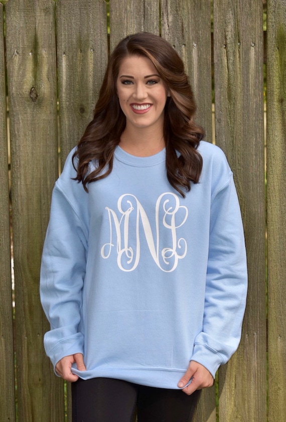 Large Monogram Sweatshirt, Personalized Fleece Pullover Sweater