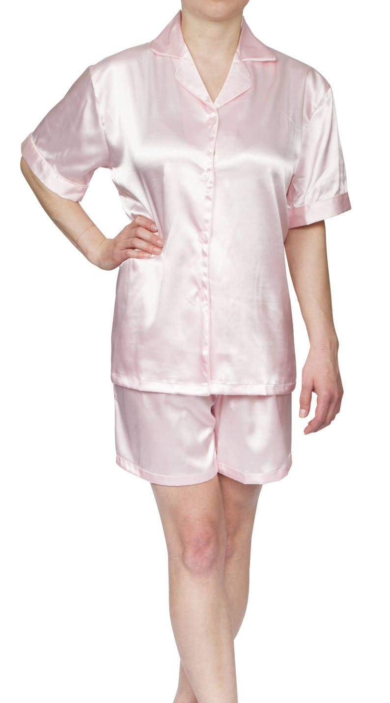 white satin short pajama set