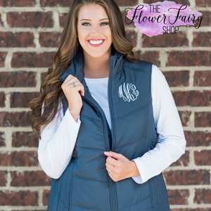 Monogrammed Puffy Vest, Personalized Vest, Warm Puff Vest, Personalized Women's Vest, Fall Vest, Winter Vest, Preppy Women's Puff Vest, image 4