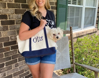 Pet Carrier Personalized, Dog Mom Gift, Personalized Dog Tote Bag, Monogrammed Cat Carrier Bag, Canvas Pet Carrier Tote Bag, Embroidered Pet