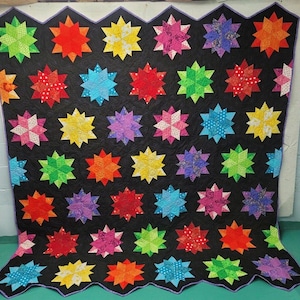 Night Sky Quilt – Handmade Quilt, Patchwork Bedspread, 100% Cotton