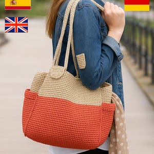 Crochet Bag Pattern Tutorial – Multilingual PDF (English, Deutsch, Español, Français, Русский) – Handmade Tote Bag DIY