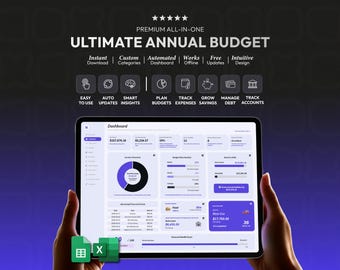 Budget Spreadsheet for Google Sheets & Excel | Personal Finance, Expense, Savings Debt Tracker