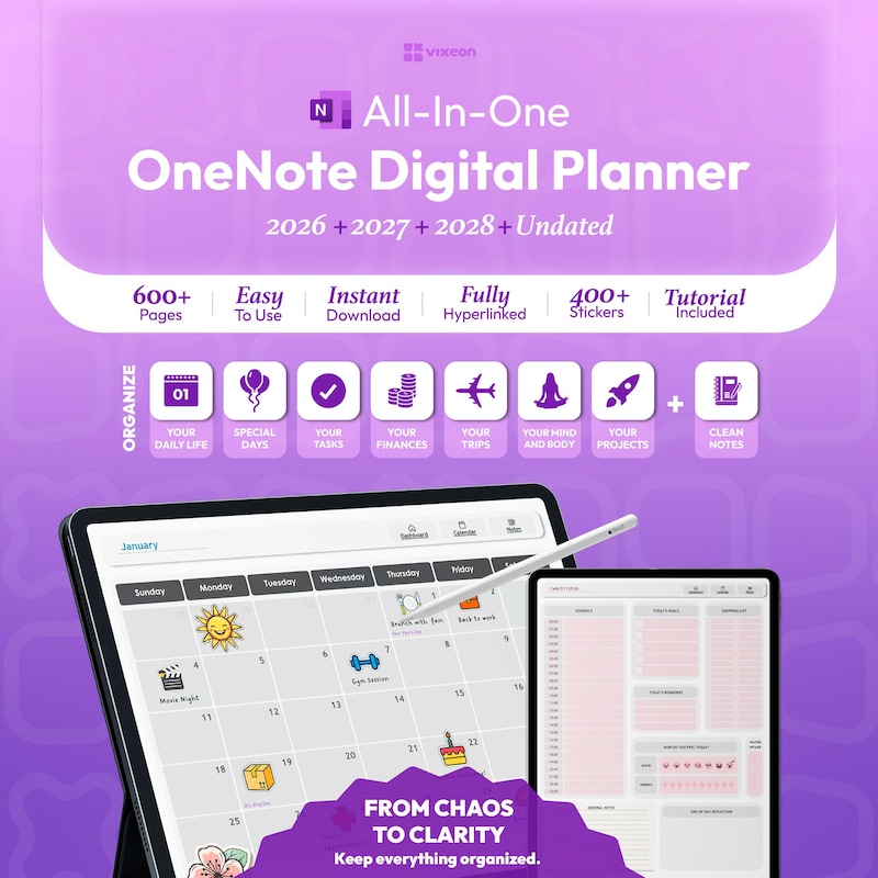 2027 Onenote Calendar - Etsy