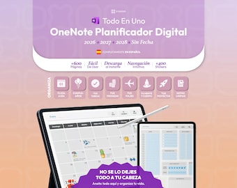 OneNote Planner 2026–2027–2028 | Digital Planner in Spanish | Monthly, Weekly, and Daily Planning | All-in-One System