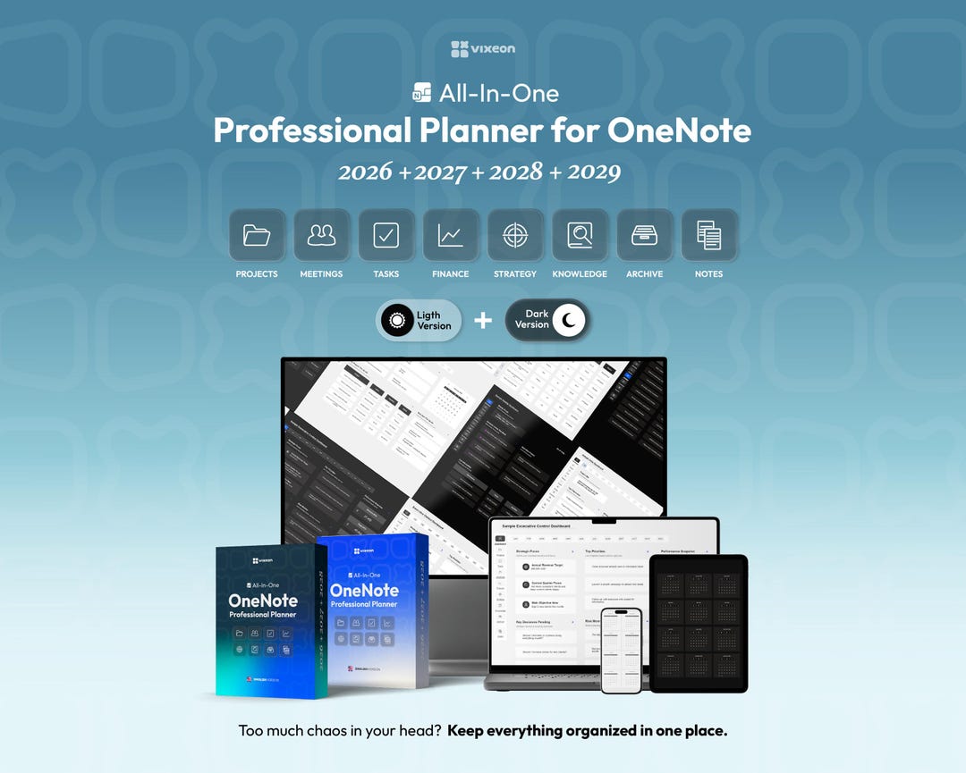 Onenote Templates for Work 2026 2027 2028 2029 | Professional Digital ...