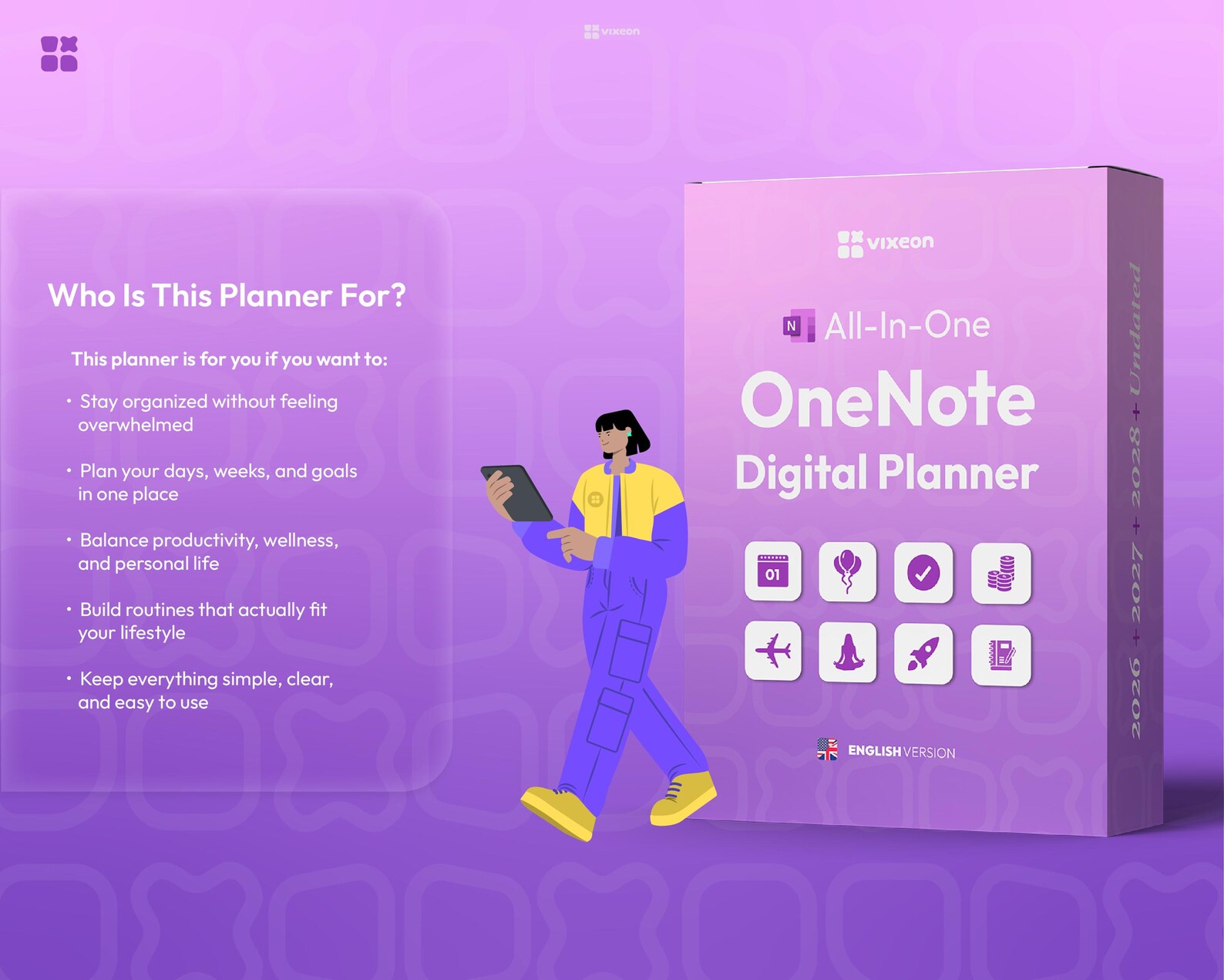Onenote Planner 2026 2027 2028 Digital Planner Monthly, Weekly & Daily ...