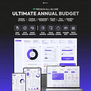 Excel Budget Planner & Personal Finance Spreadsheet | Expense Tracker, Debt Payoff, Savings and Net Worth