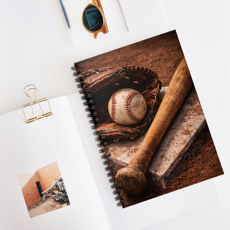 Vintage Baseball Spiral Notebook | Bat & Glove Design - Etsy