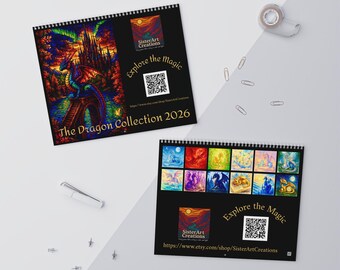 Dragon Calendar 2026: Stained Glass Fantasy Art