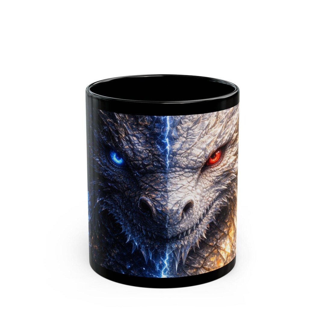 Elemental Fire Ice Dragon Mug | Fantasy Ceramic Coffee Cup (11oz) - Etsy